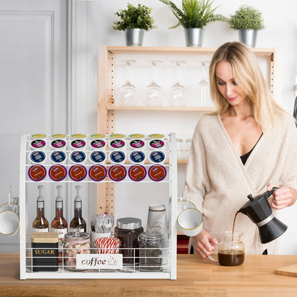 Metal K Cup Holder with Wooden Tray
