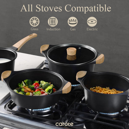 CAROTE 7-Piece Nonstick Cookware Set, Induction Ready