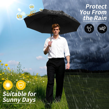 Windproof Travel Umbrella with Wood Handle