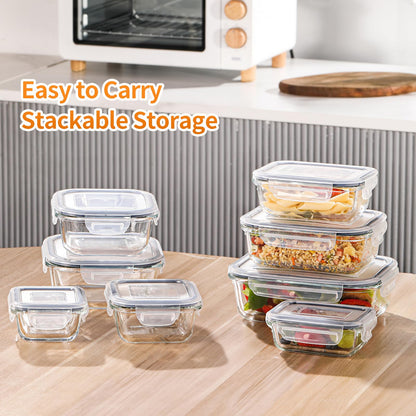 HOMBERKING 8-Pack Glass Meal Prep Containers