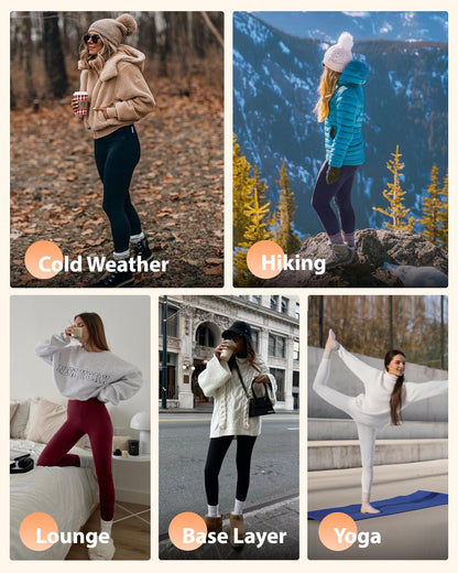 NexiEpoch Fleece Lined Leggings Women - High Waisted Winter Yoga Pants Tummy Control Soft Thermal Warm for Hiking Workout