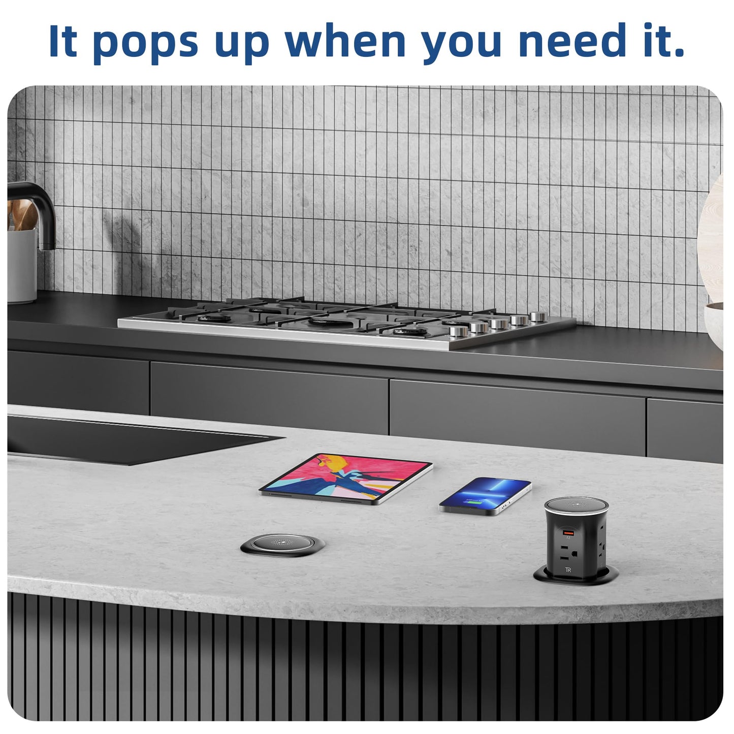 9-in-1 Pop Up Outlet with Wireless Charger