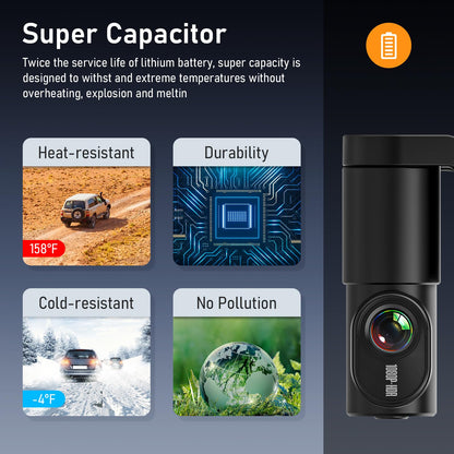 1080P WiFi Dash Cam with 32GB SD Card