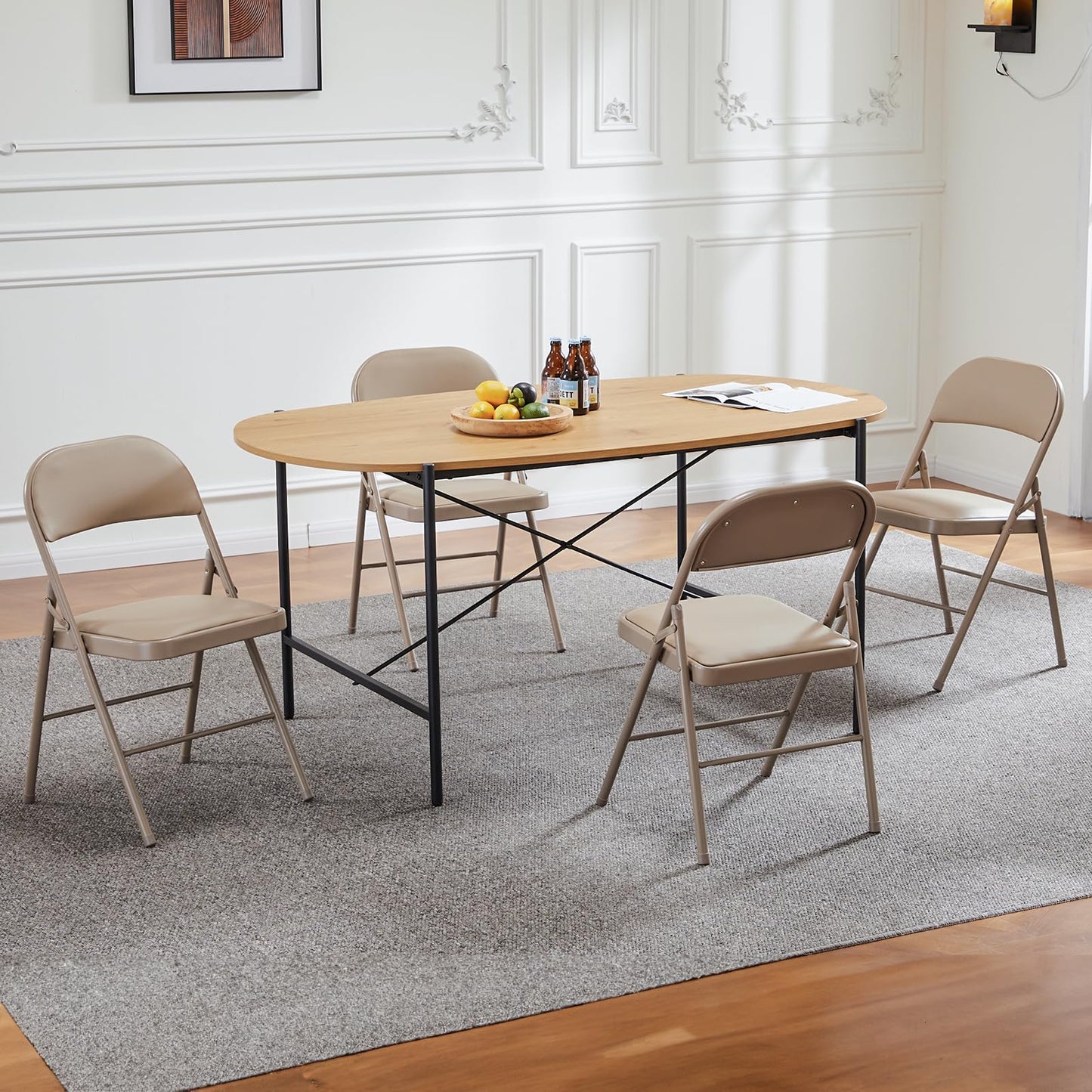Sweetcrispy 6-Pack Leather Folding Chairs for Indoor/Outdoor