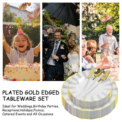 150 Pcs Plastic Dinnerware Set for 30 Guests