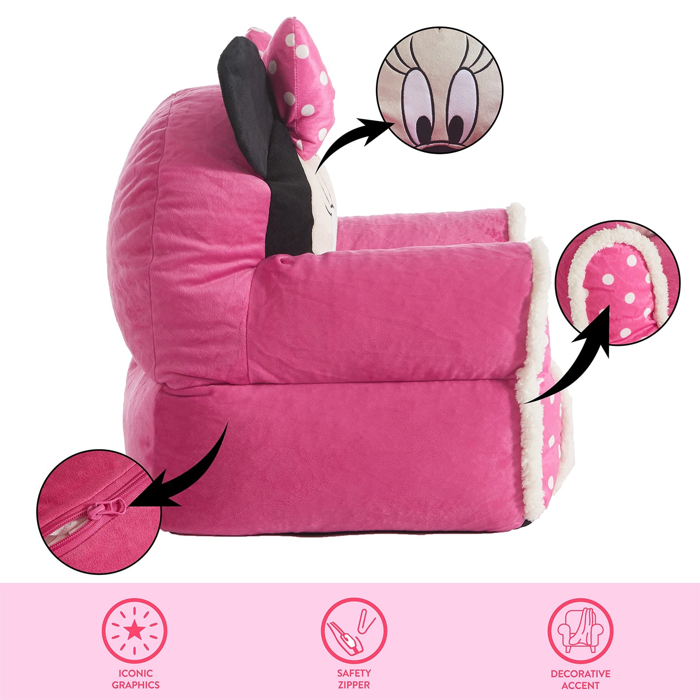 Minnie Mouse Pink Bean Bag Chair for Kids