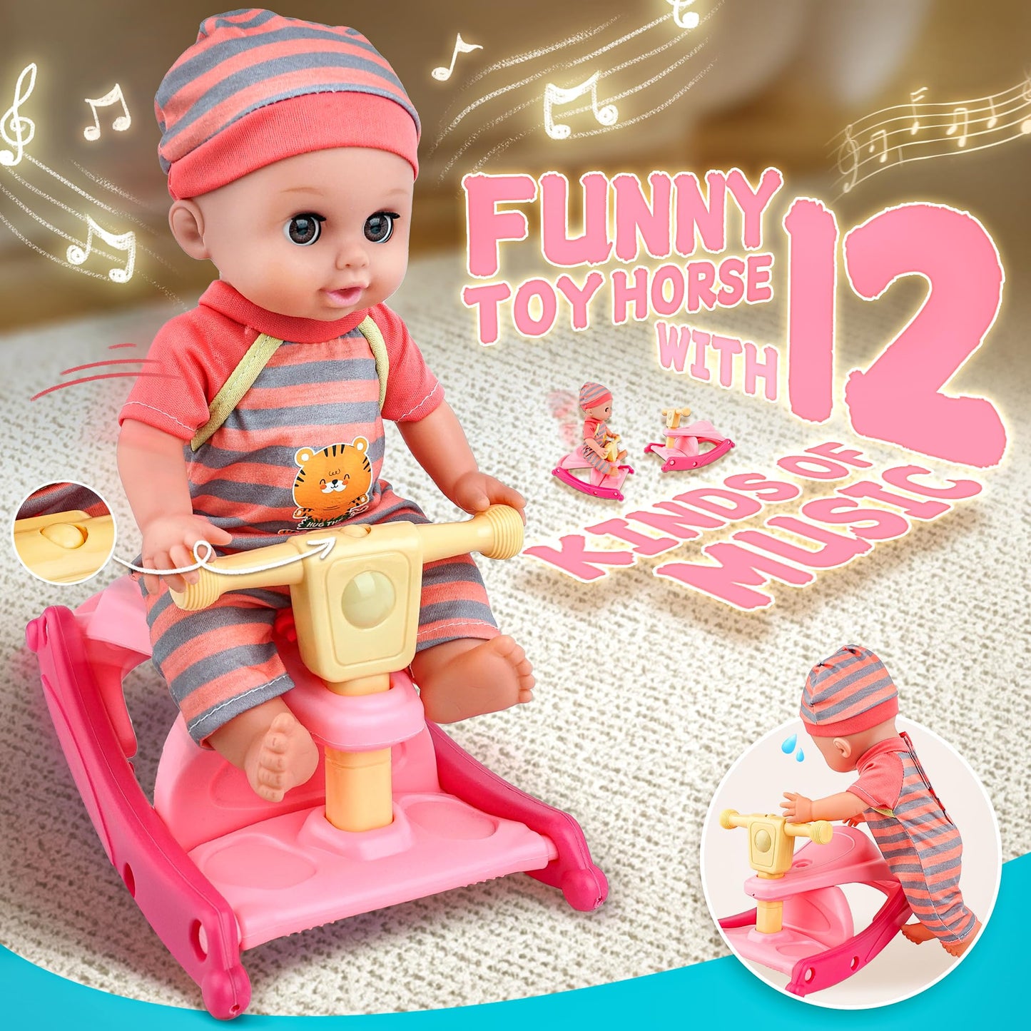 14" Realistic Baby Doll Playset with Accessories