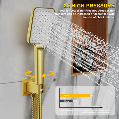 10" Brushed Gold Rainfall Shower System Set