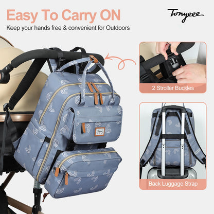 Tonyeee Large Baby Diaper Bag Backpack, Grey