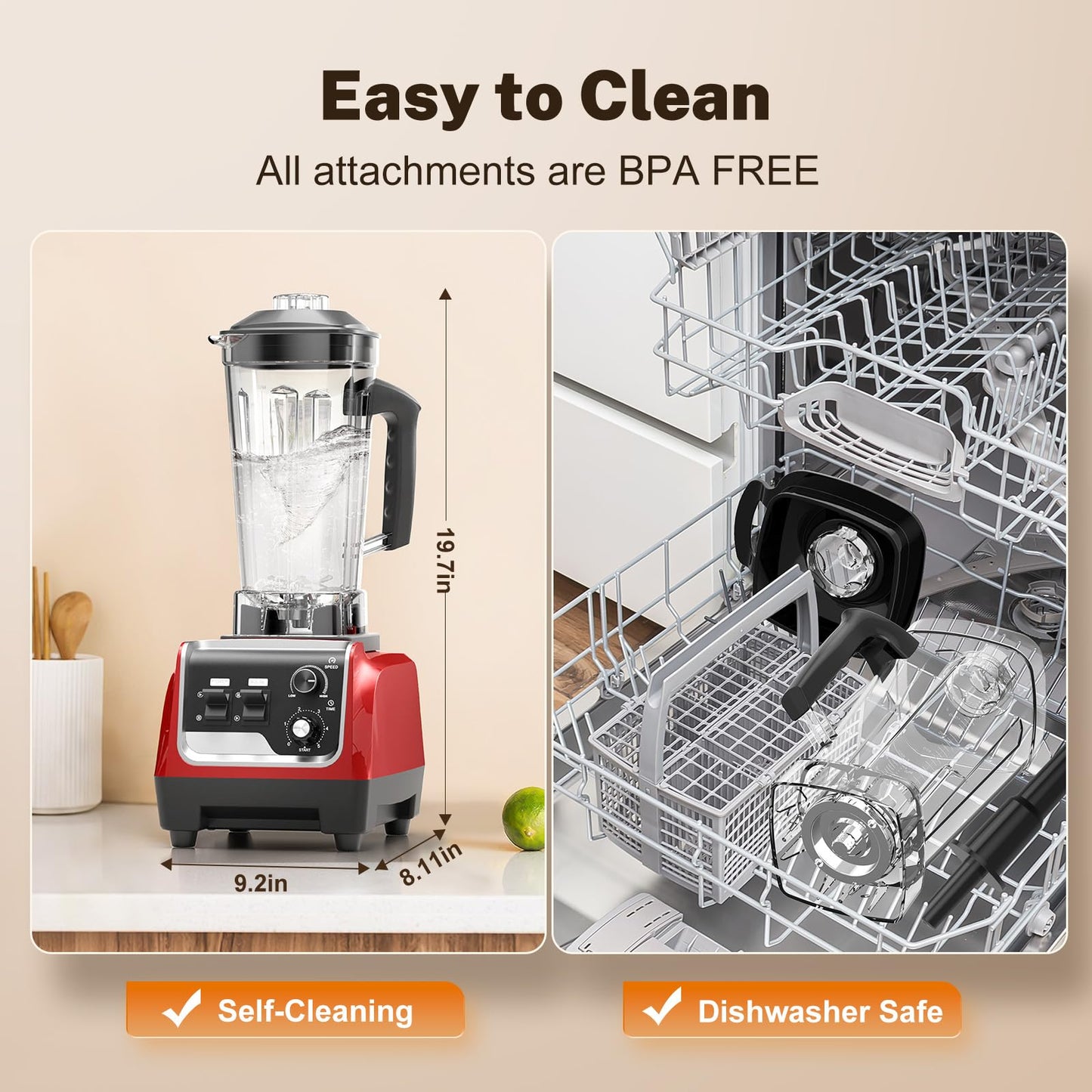 MAGETANG Powerful 1800W Smoothie Blender with 70 Oz
