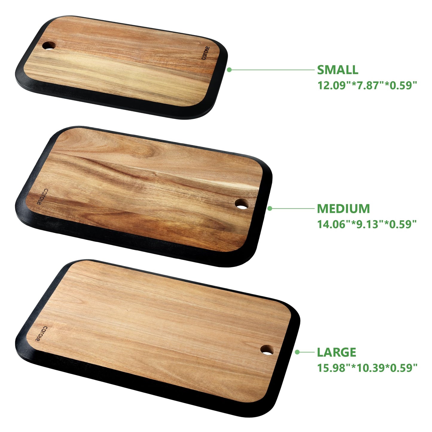 3pcs Acacia Wood Cutting Boards Set for Kitchen