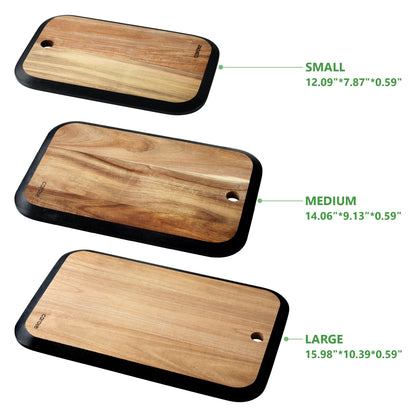 3pcs Acacia Wood Cutting Boards Set for Kitchen