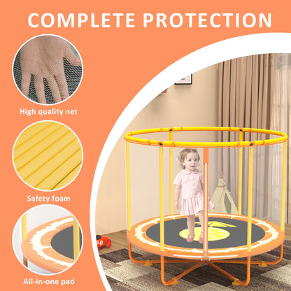 Trampolines for Kids Toddler Trampoline Indoor Trampoline for Kids 2-5 Small with Enclosure Net Foam Bar Handrail Outdoor Back Yard Gifts for Toddlers Boys Girls 5FT Orange