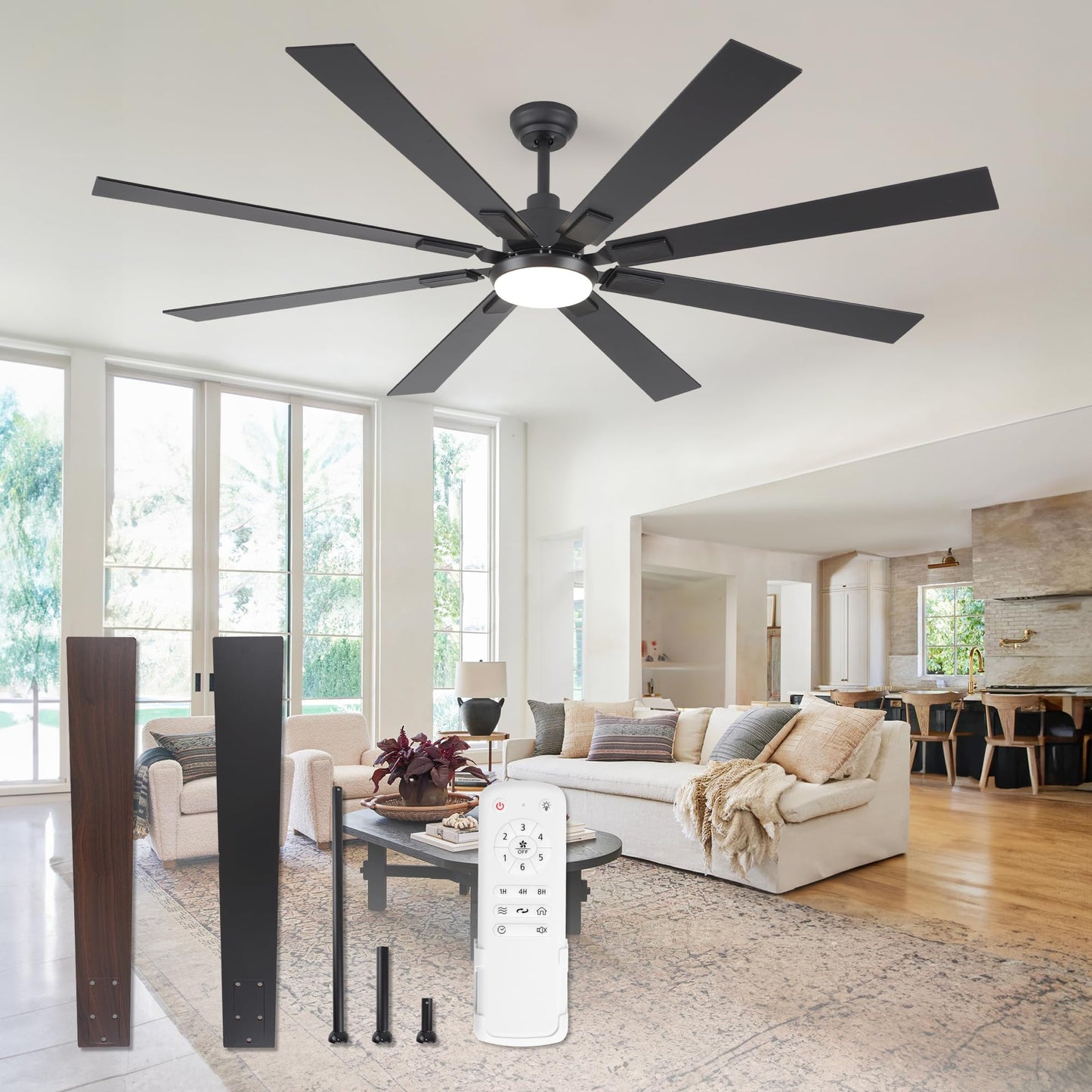ZMISHIBO 72" Ceiling Fan with Lights & Remote