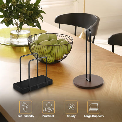 Napkin Holder for Table - Black Napkin Holder, Modern Napkin Holders for Paper Napkins, Bamboo and Iron Design, Non-Slip Napkin Holder for Kitchen, Restaurant, Farmhouse, Outdoor Use - by Bambüsi