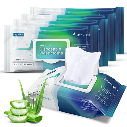Disposable Body Wipes For Adults (5 x 40 Packs) - Premoistened Body Wipes For Adult Bathing Infused With Aloe and Lanolin - Alcohol-Free Adult Wipes For The Elderly Extra Large - 8" x 12" Washcloths