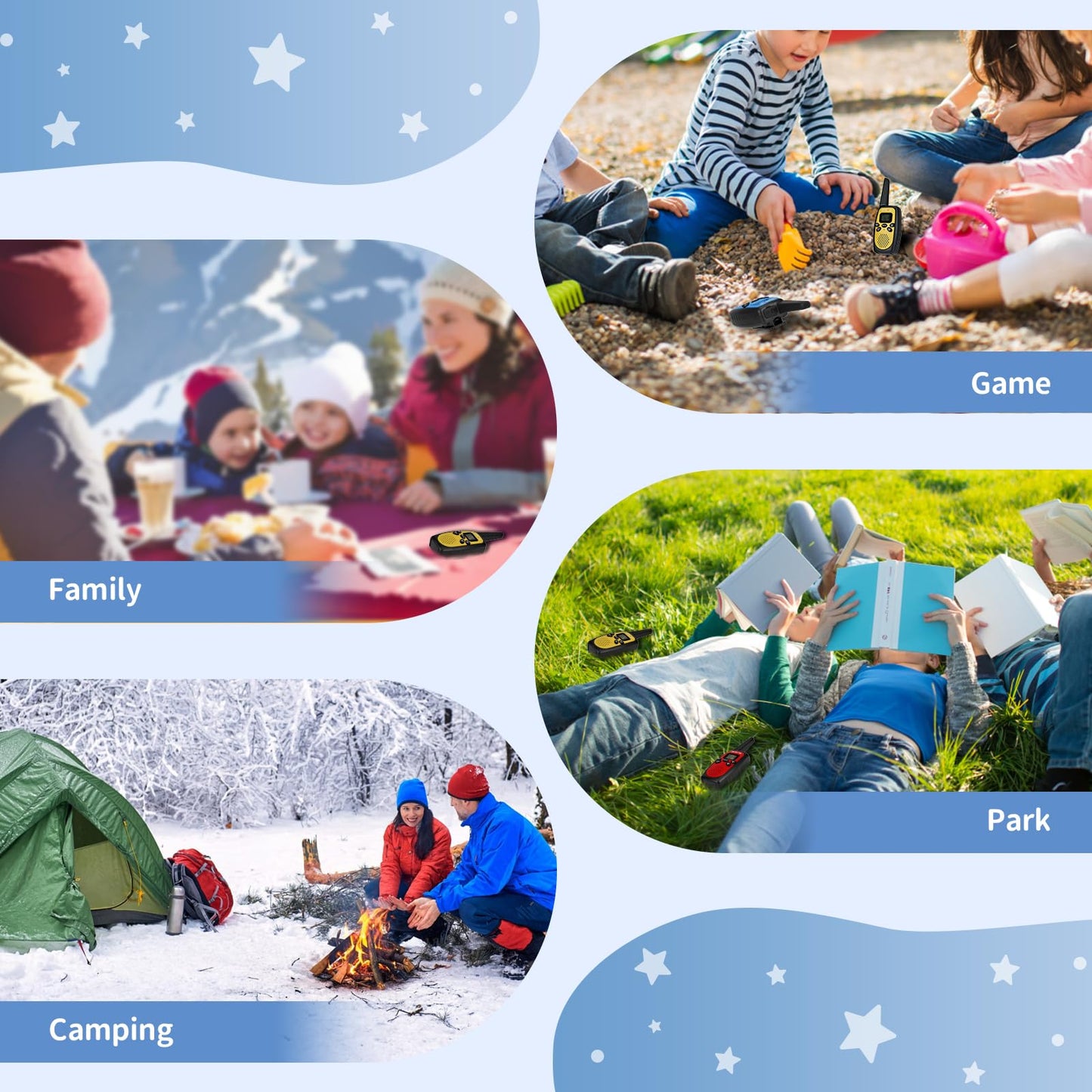 Retevis RT628S Walkie Talkies for Kids, RT628 New Version, Safe Mode 2 Way Radio, Long Rang Walkie Talkies for Adults,Toys Gifts for Boys Girls,Camping Hiking Travel School(3 Pcs Red Blue Yellow)