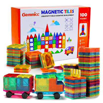 Gemmicc 100 PCS Magnetic Building Tiles Set