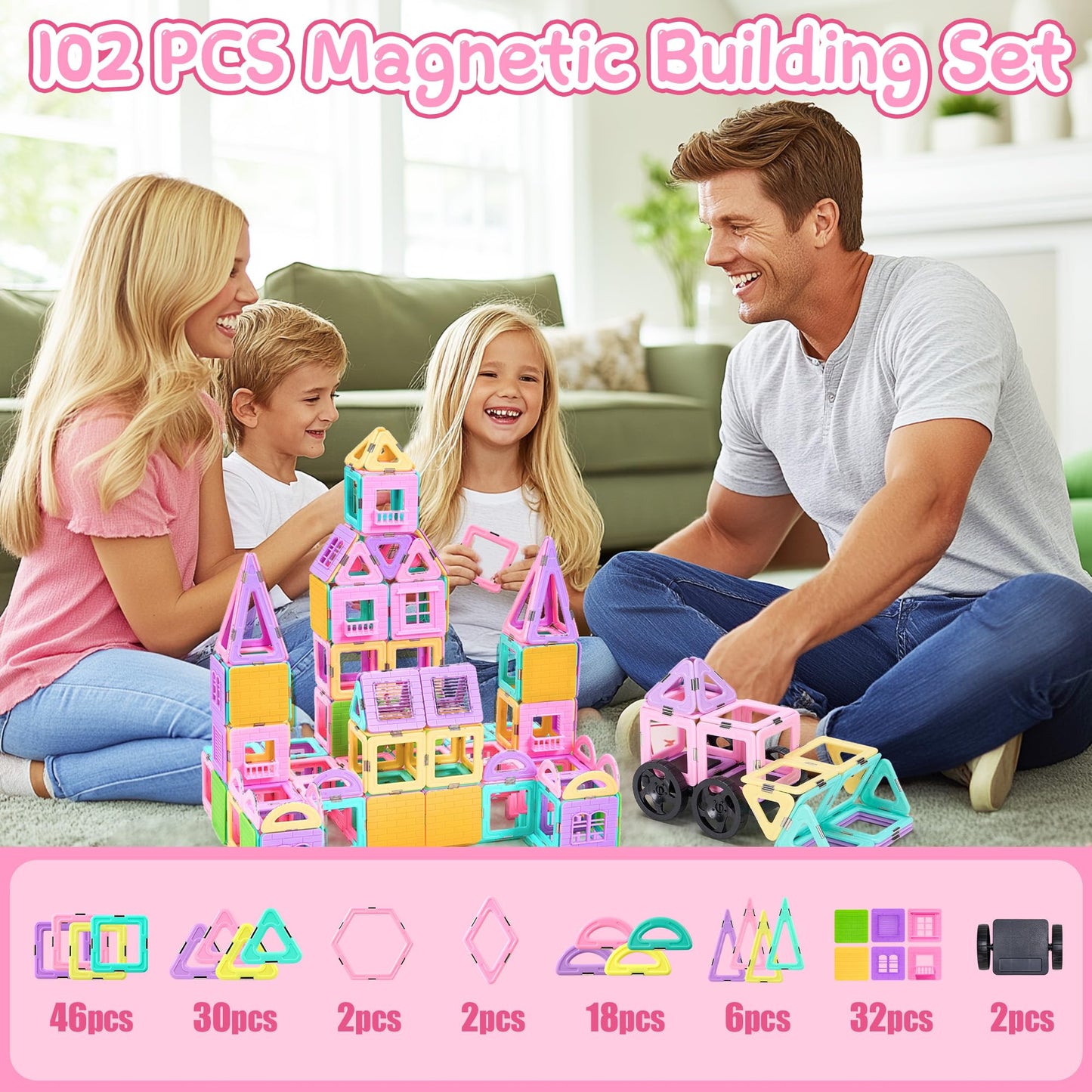 102 PCS Magnetic Building Blocks Set for Kids