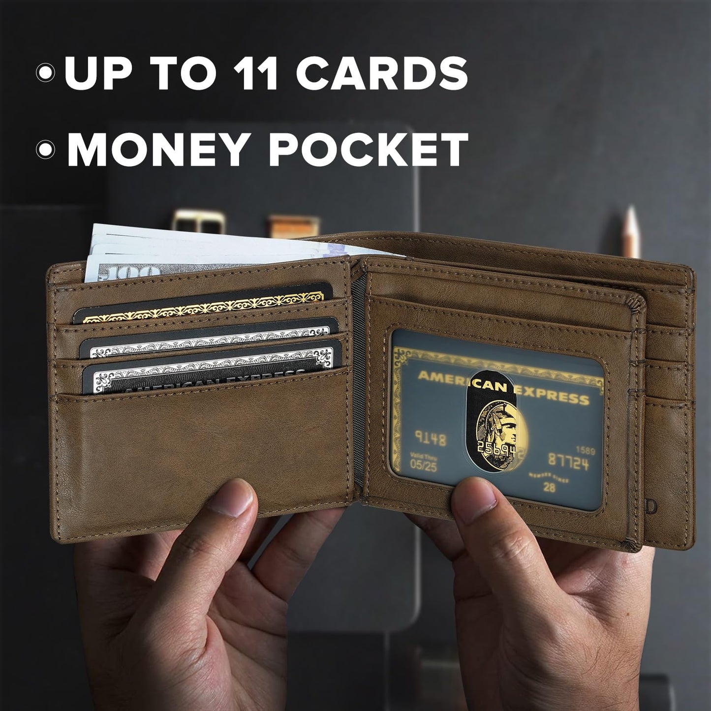 Furid Slim RFID Leather Card Wallet for Men