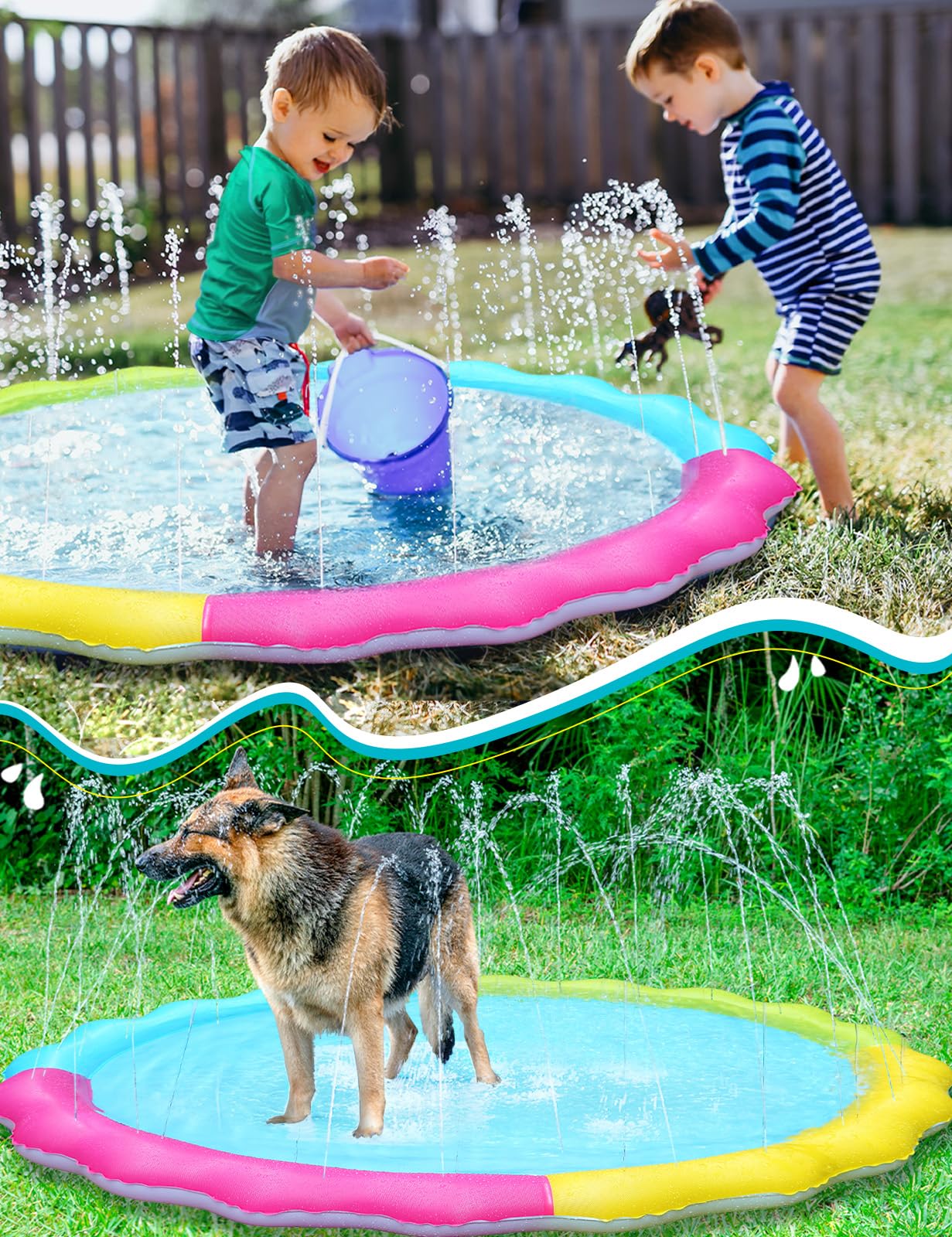 Jasonwell Kids Splash Pad Water Play Mat