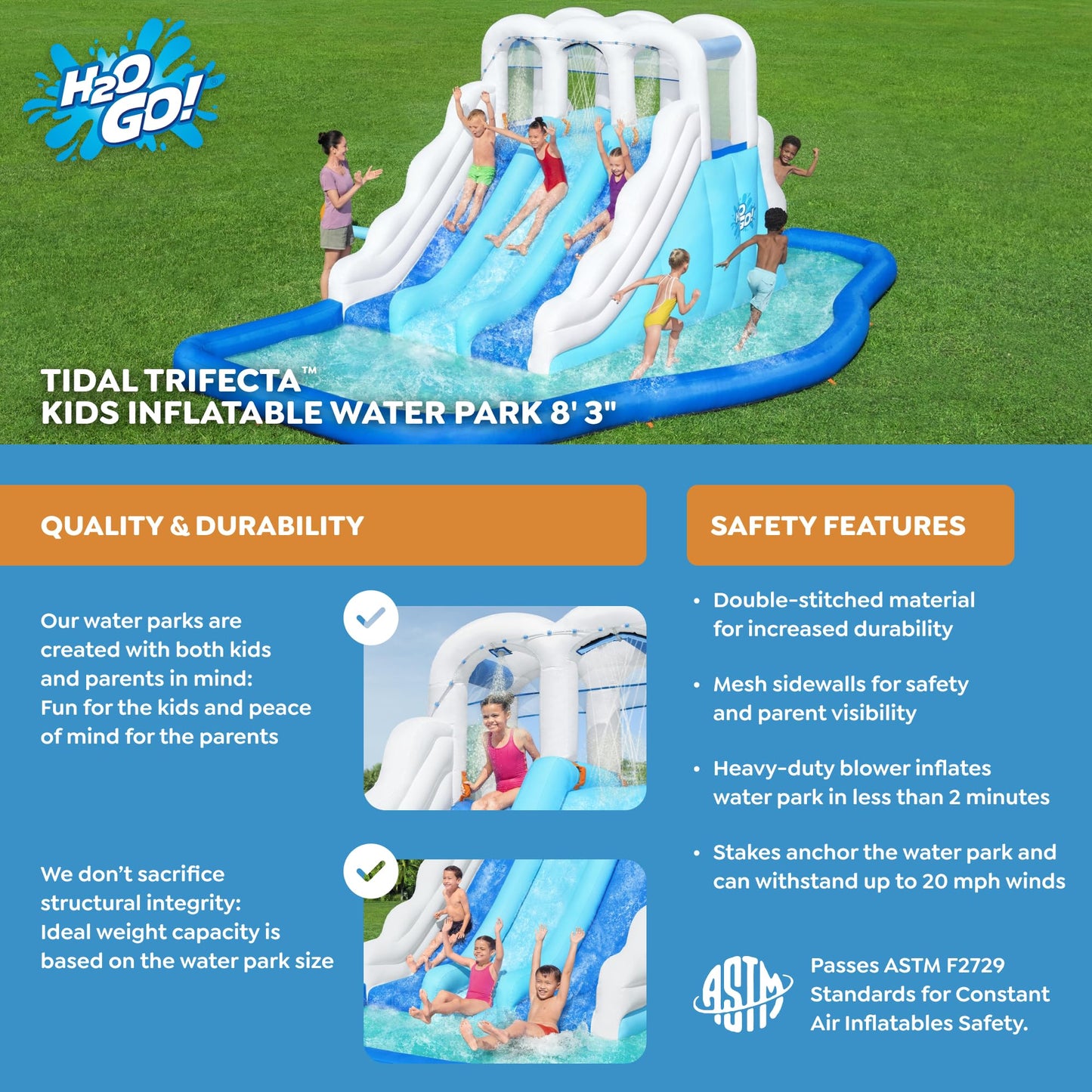 Bestway Inflatable Water Park with Triple Slide