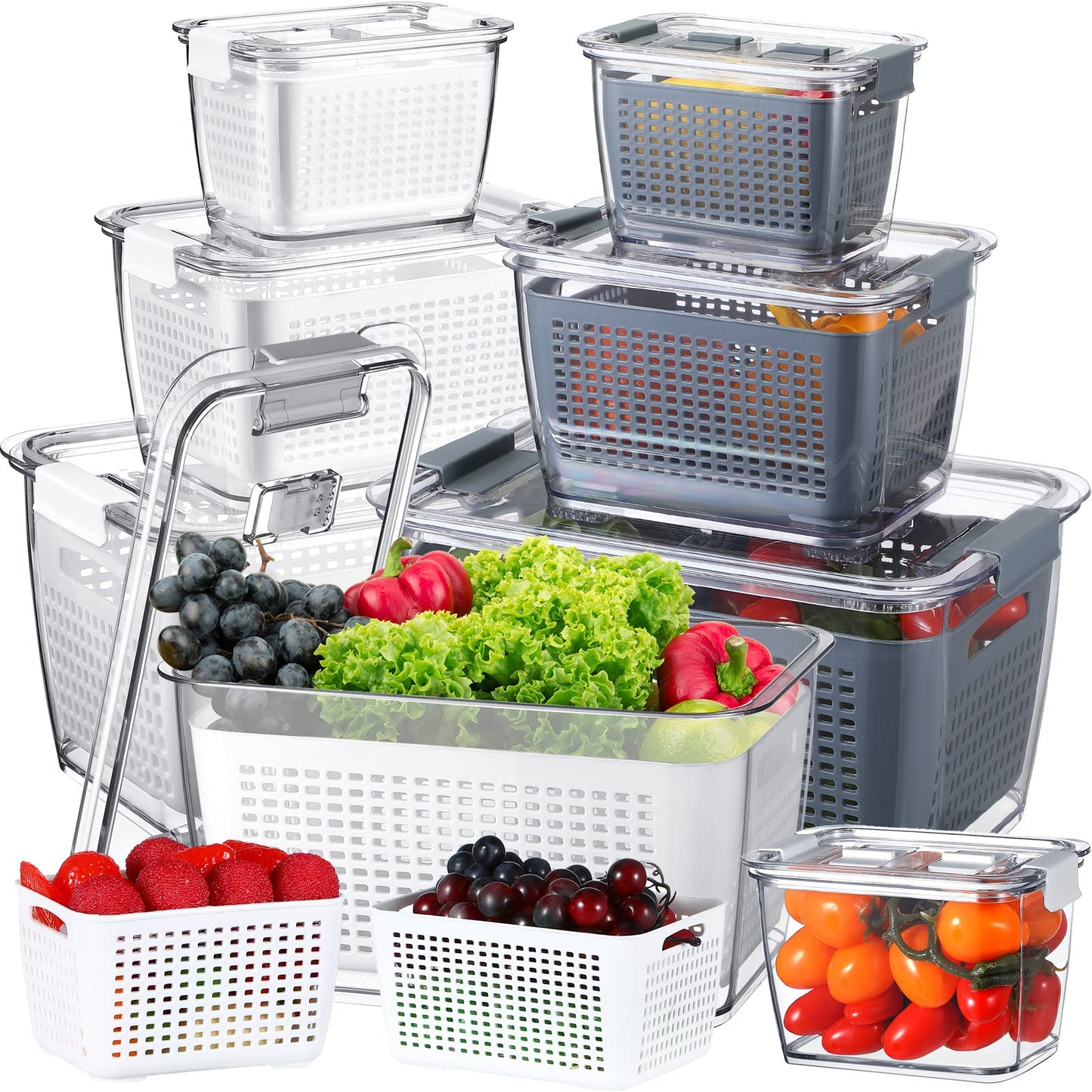 Fruit Storage Containers with Lids and Dividers