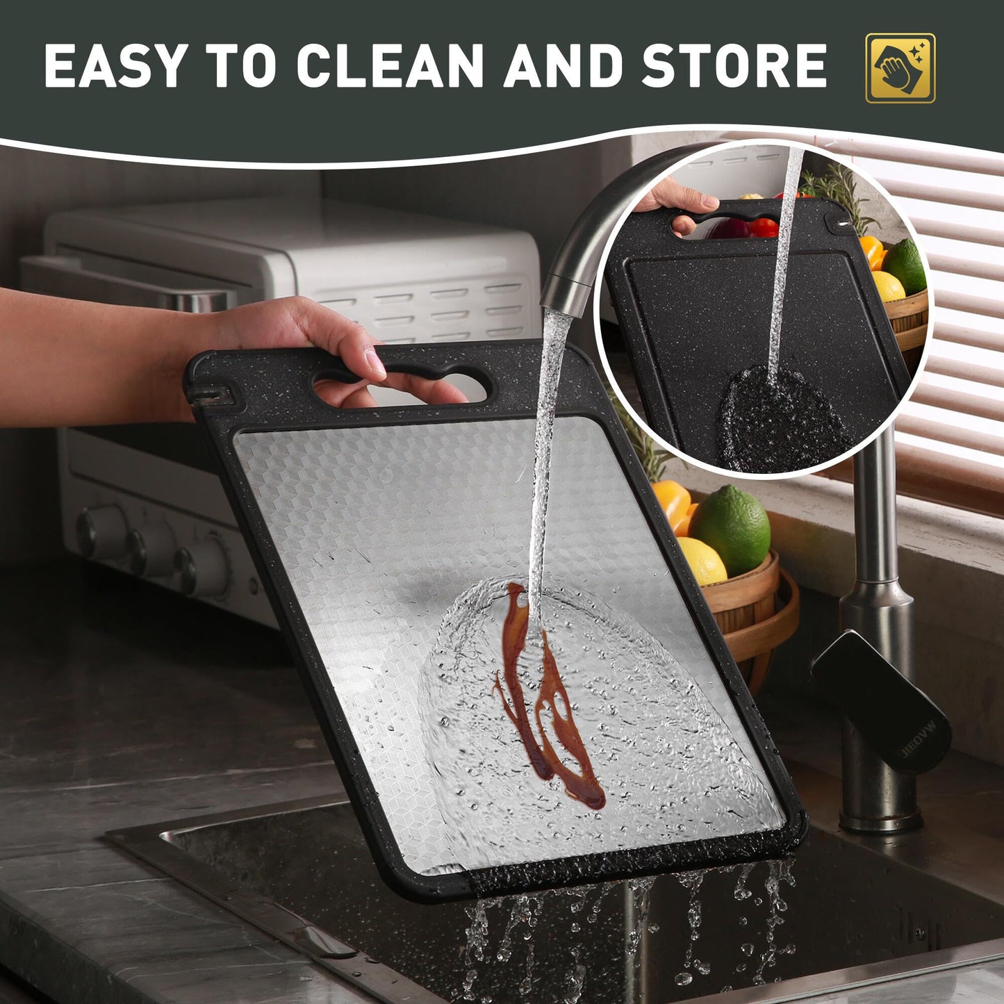 2 in 1 Stainless Steel Cutting Board with Handle