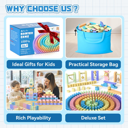 Wooden Dominoes Set with Storage Bag for Kids