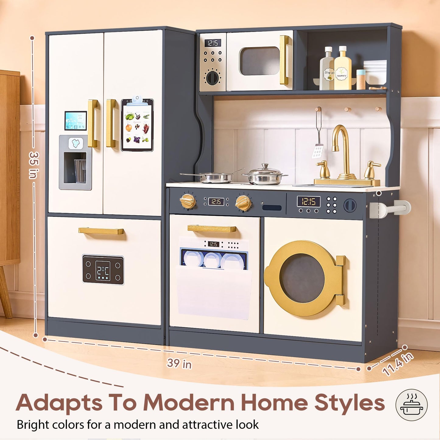 Kids Play Kitchen Set with Realistic Accessories