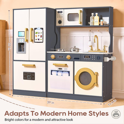 Kids Play Kitchen Set with Realistic Accessories