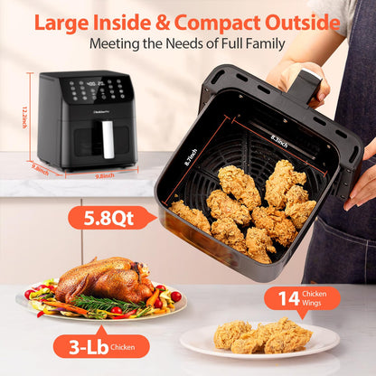 Beelicious 5.8QT Digital Air Fryer with Recipes