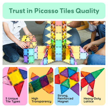 PicassoTiles 100-Piece Clear Magnetic Building Set