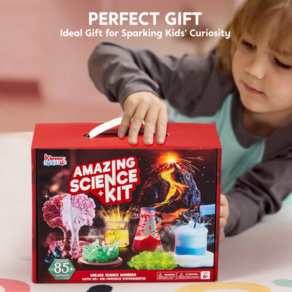 Klever Kits Amazing Science Kits- 85+ Experiments Educational Toys, STEM Activities with Erupting Volcano and Growing Crystal Tree for Kids Aged 6 7 8+