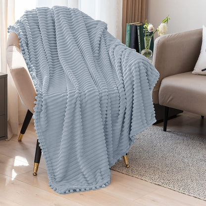 DISSA Plush Fleece Blanket Queen Size Grey