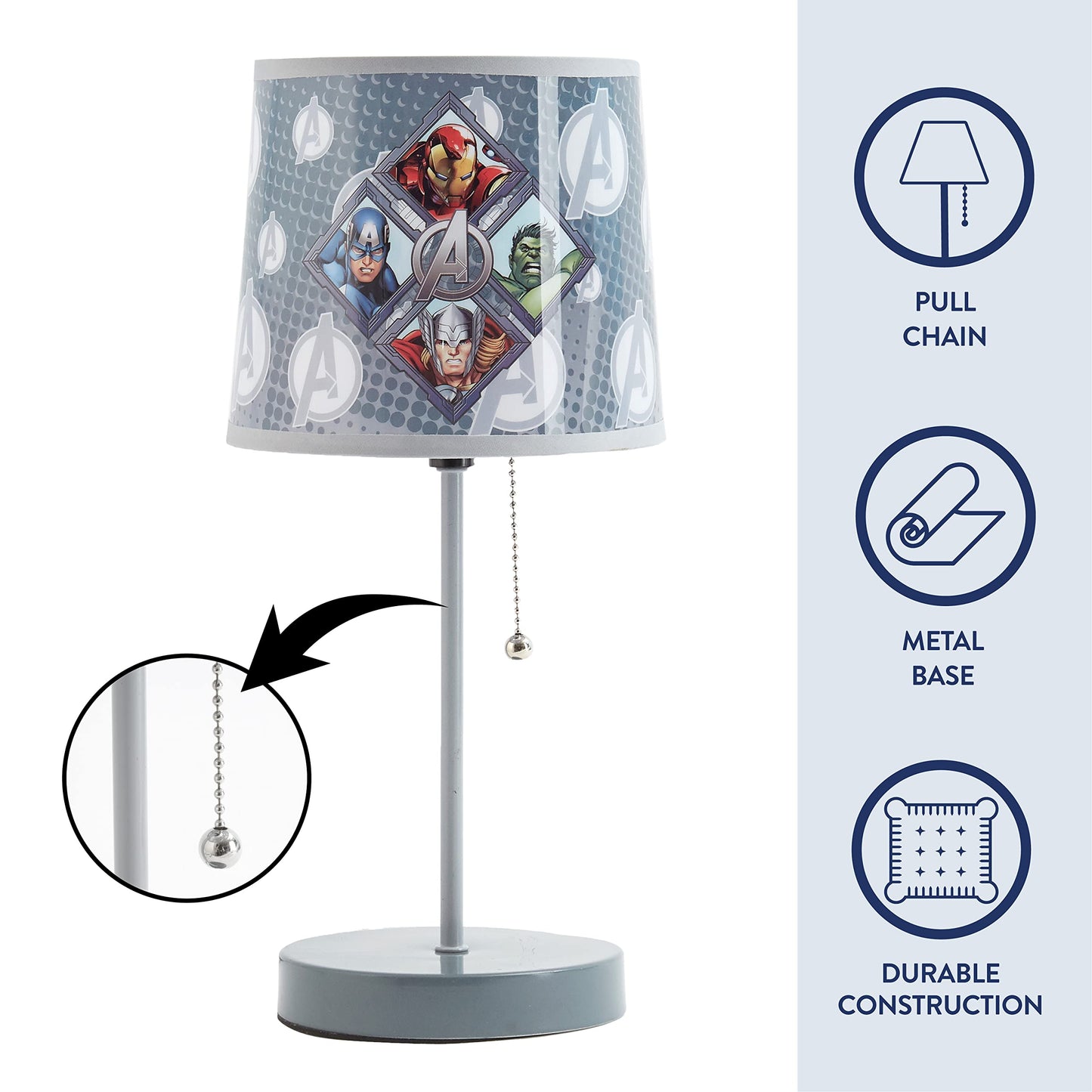 Avengers Kids Table Lamp with Decorative Shade
