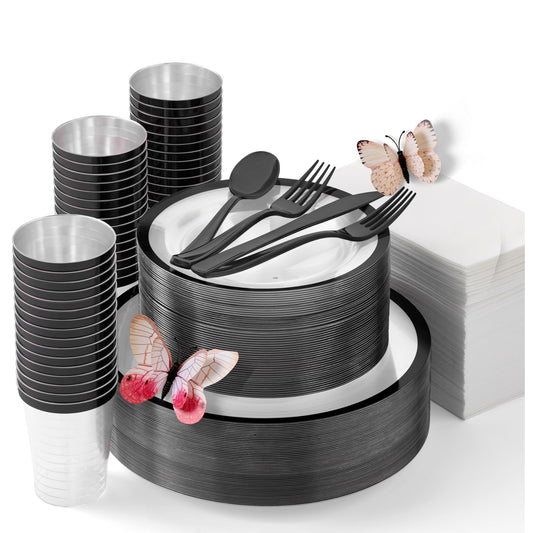 400 Pcs By Madee Heavyweight Elegant Disposable Dinnerware Set