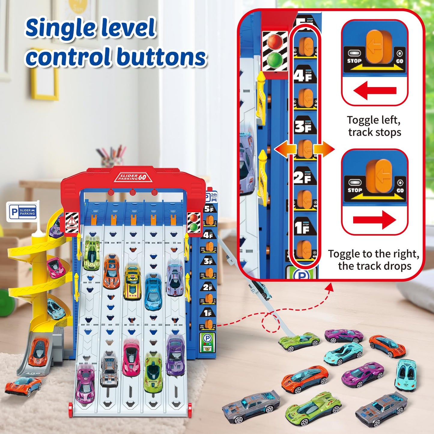 10 Cars Parking Track Toy for Boys Ages 3-8