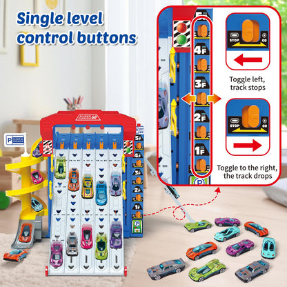 10 Cars Parking Track Toy for Boys Ages 3-8