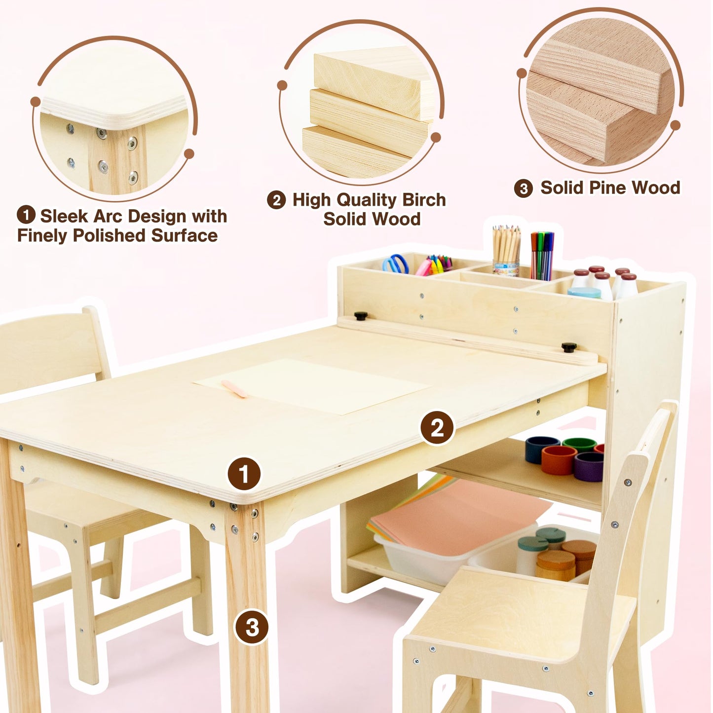 Kids Wooden Art Table and Chair Set