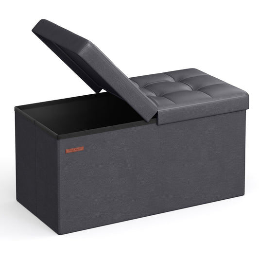 SONGMICS Dark Gray Storage Ottoman Bench, 30 Inches