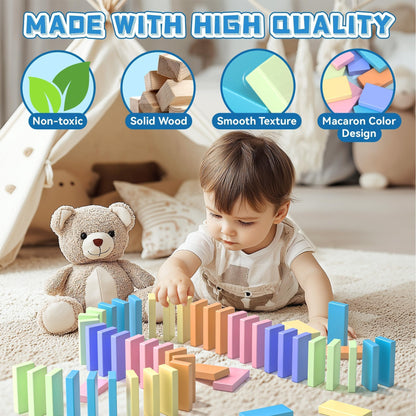 Wooden Dominoes Set with Storage Bag for Kids