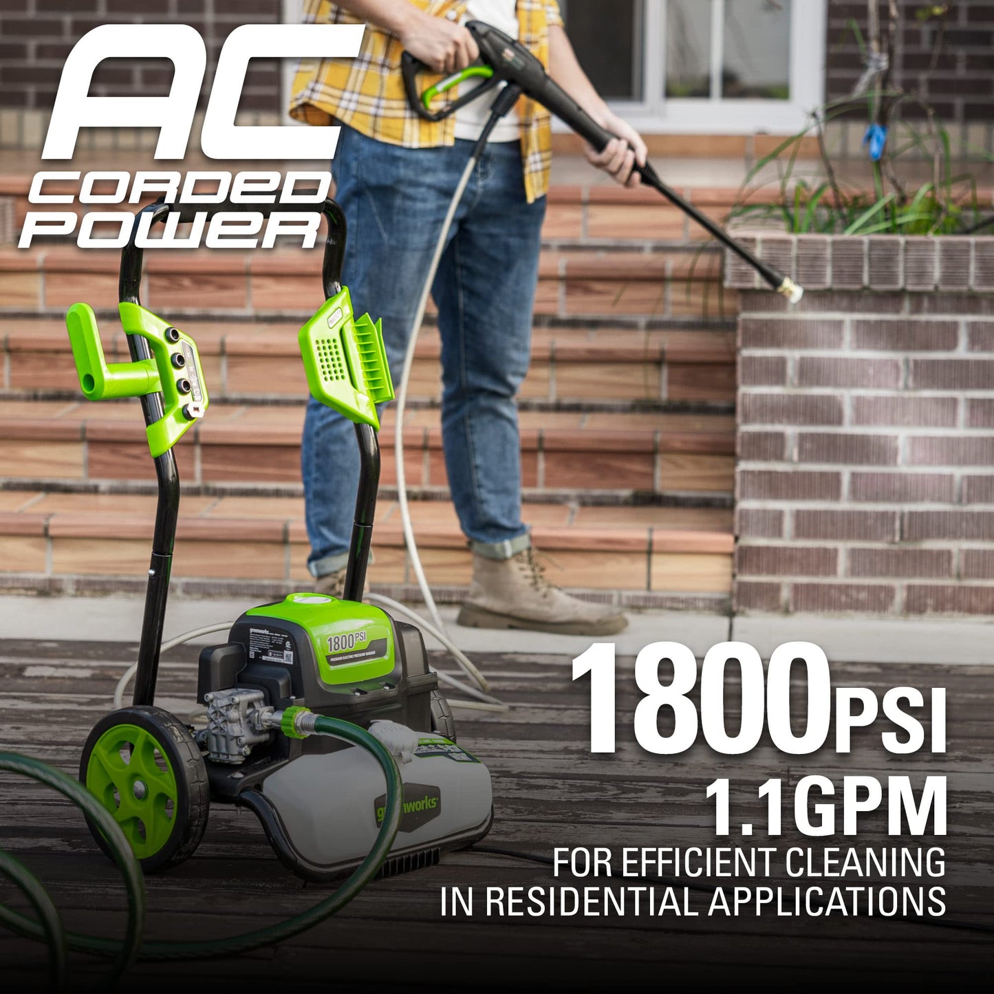 Greenworks 1800 PSI Pressure Washer, PWMA Certified