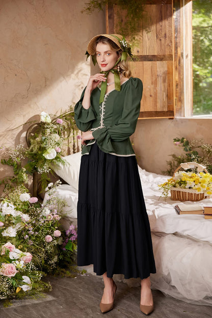 Women's Ankle Length Maxi Skirt with Pockets