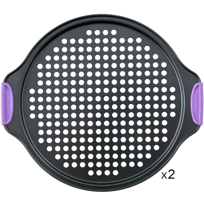 13-Inch Non-Stick Pizza Pan Set with Handles