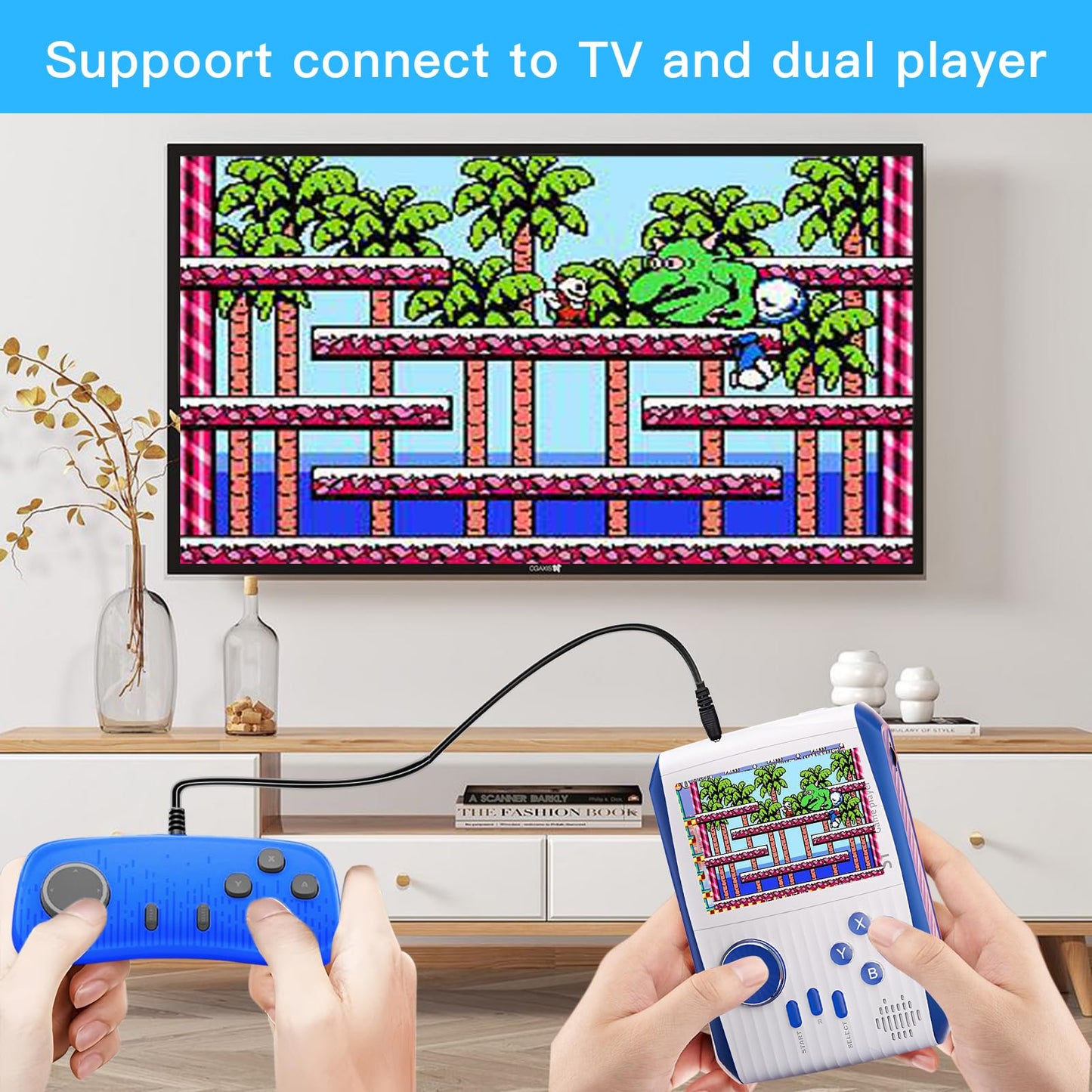 Handheld Game Console for Kids Adults, 3.0'' LCD Screen Retro Handheld Video Game Console, Preloaded 660 Classic Retro Video Games with Rechargeable Battery, Support 2 Players and TV Connection