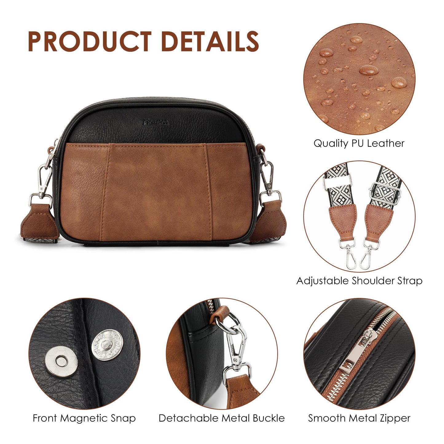 Flowston Leather Crossbody Bag with Adjustable Strap