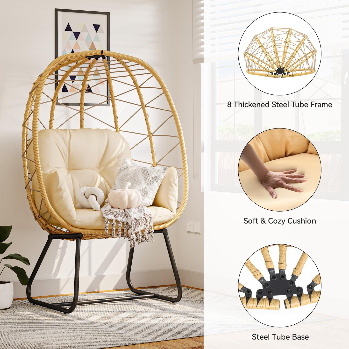 YITAHOME Egg Chair with Stand for Indoor Outdoor