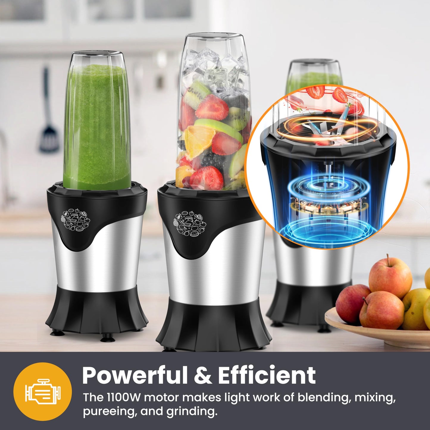 SUAVO 1100W Portable Blender with To-Go Cups