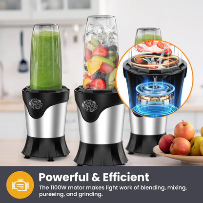 SUAVO 1100W Portable Blender with To-Go Cups